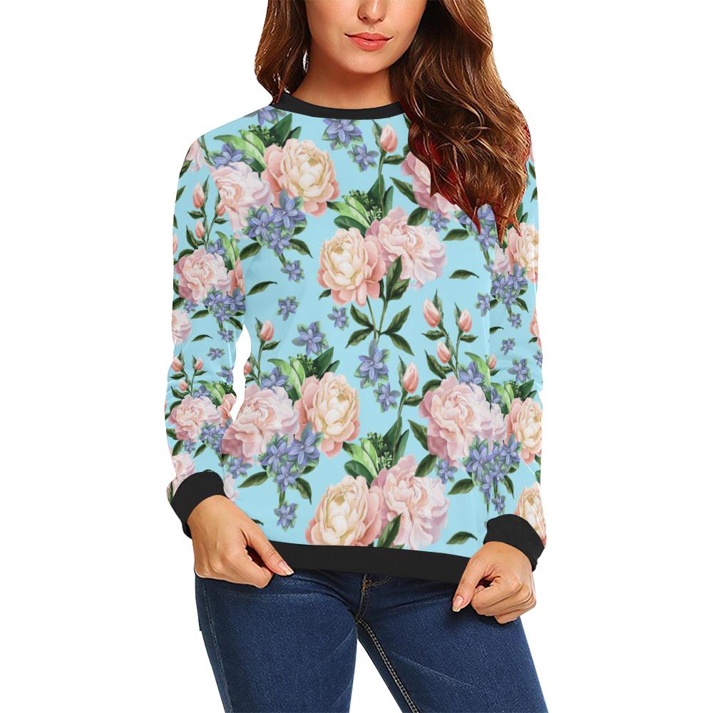 Peony Pattern Print Design PE02 Women Long Sleeve Sweatshirt-JorJune