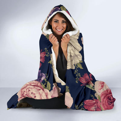 Peony Pattern Print Design PE03 Hooded Blanket-JORJUNE.COM