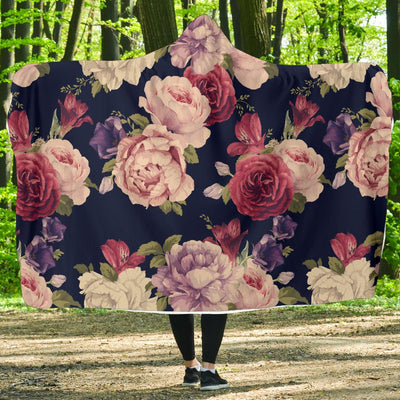 Peony Pattern Print Design PE03 Hooded Blanket-JORJUNE.COM