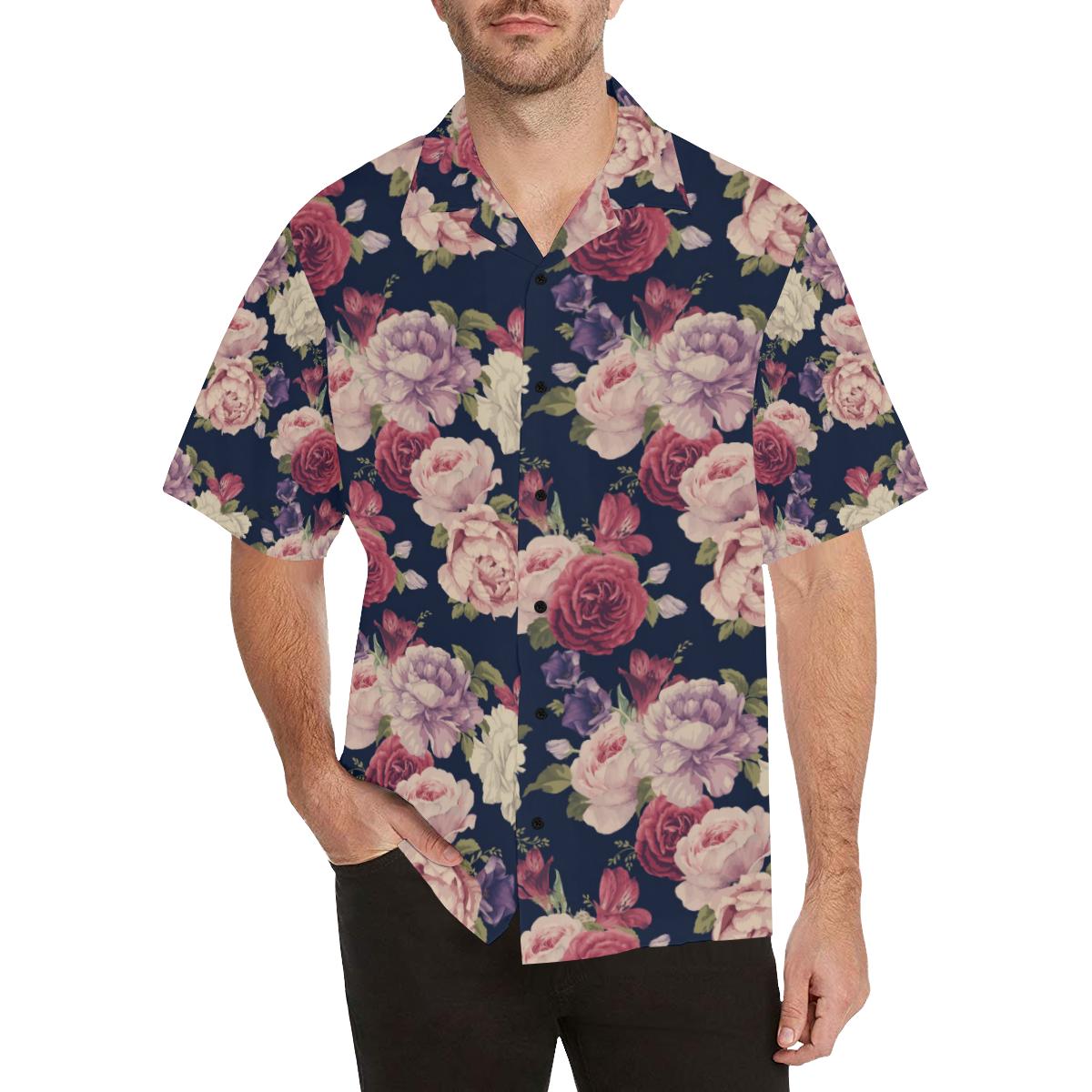 Peony Pattern Print Design PE03 Men Hawaiian Shirt-JorJune