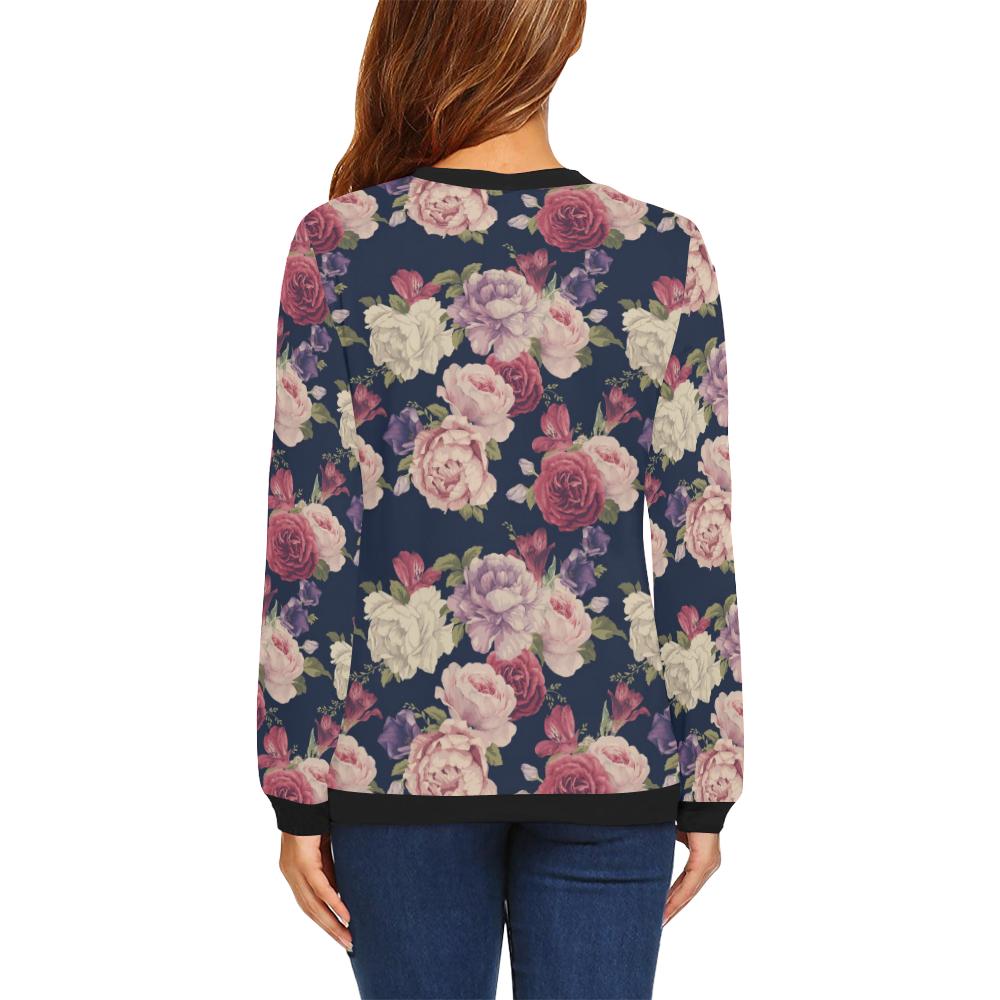 Peony Pattern Print Design PE03 Women Long Sleeve Sweatshirt-JorJune