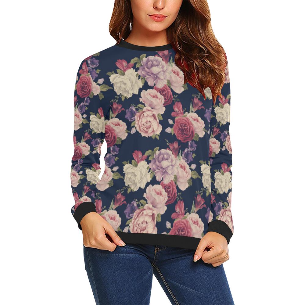 Peony Pattern Print Design PE03 Women Long Sleeve Sweatshirt-JorJune