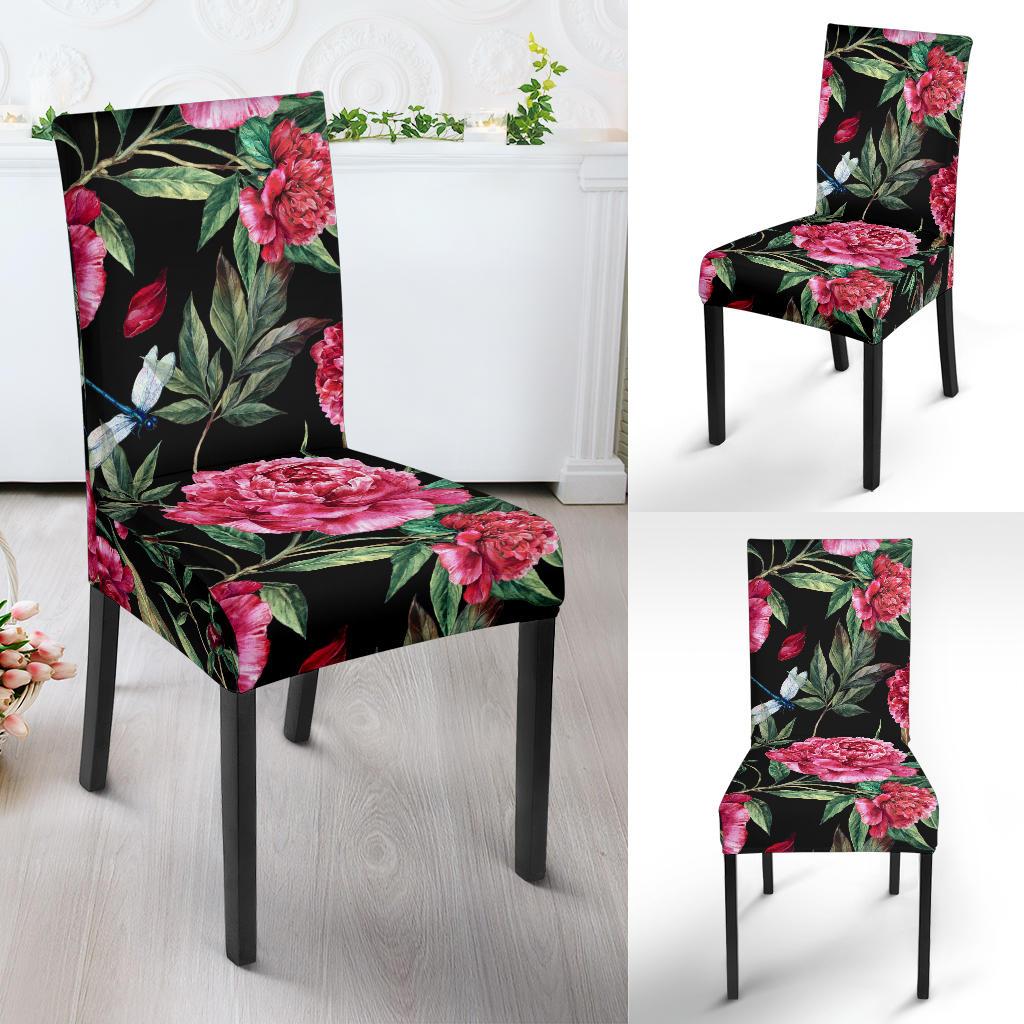 Peony Pattern Print Design PE04 Dining Chair Slipcover-JORJUNE.COM