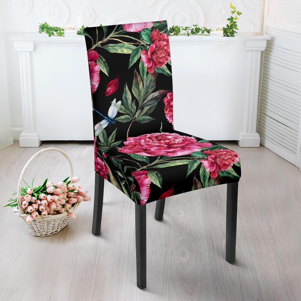 Peony Pattern Print Design PE04 Dining Chair Slipcover-JORJUNE.COM
