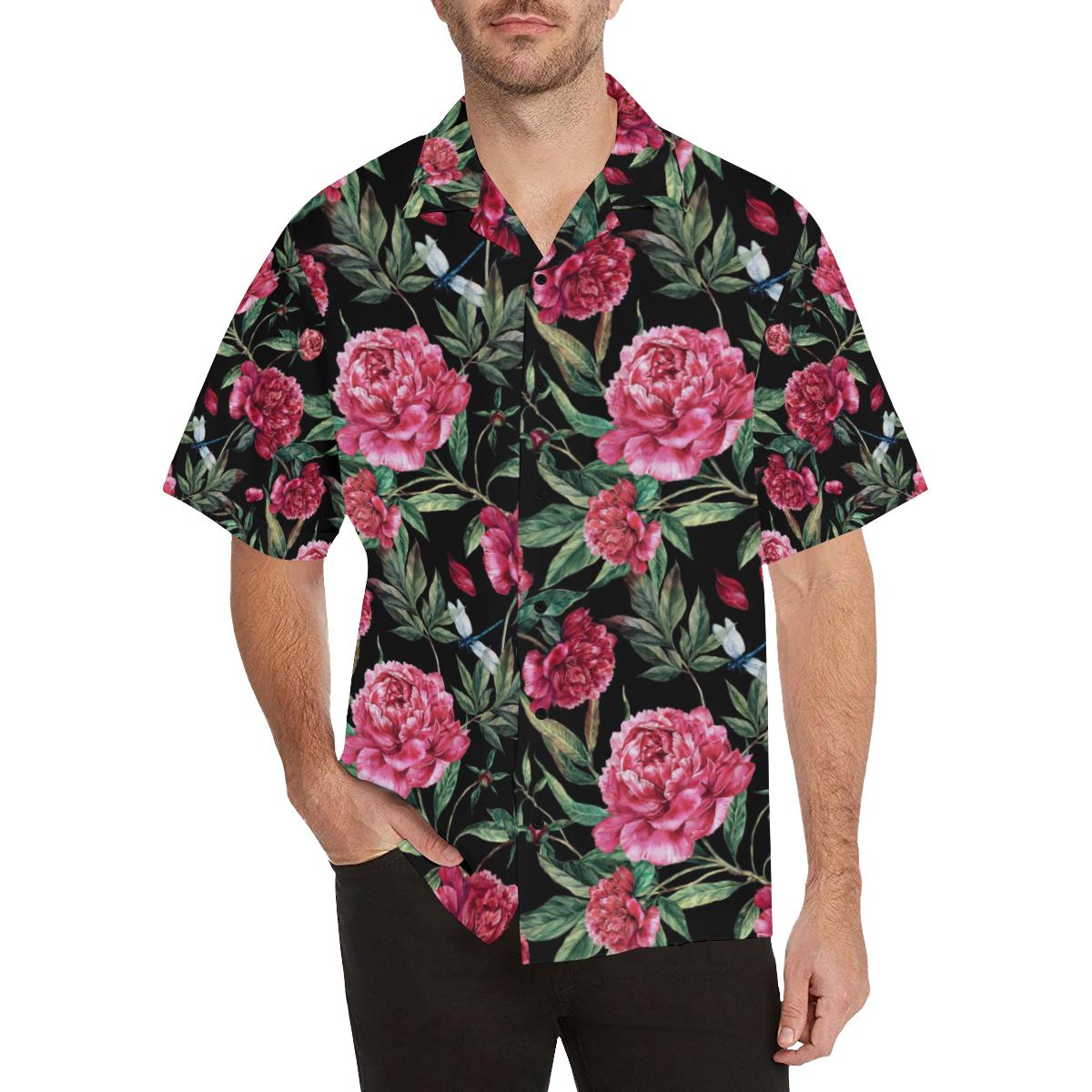 Peony Pattern Print Design PE04 Men Hawaiian Shirt-JorJune