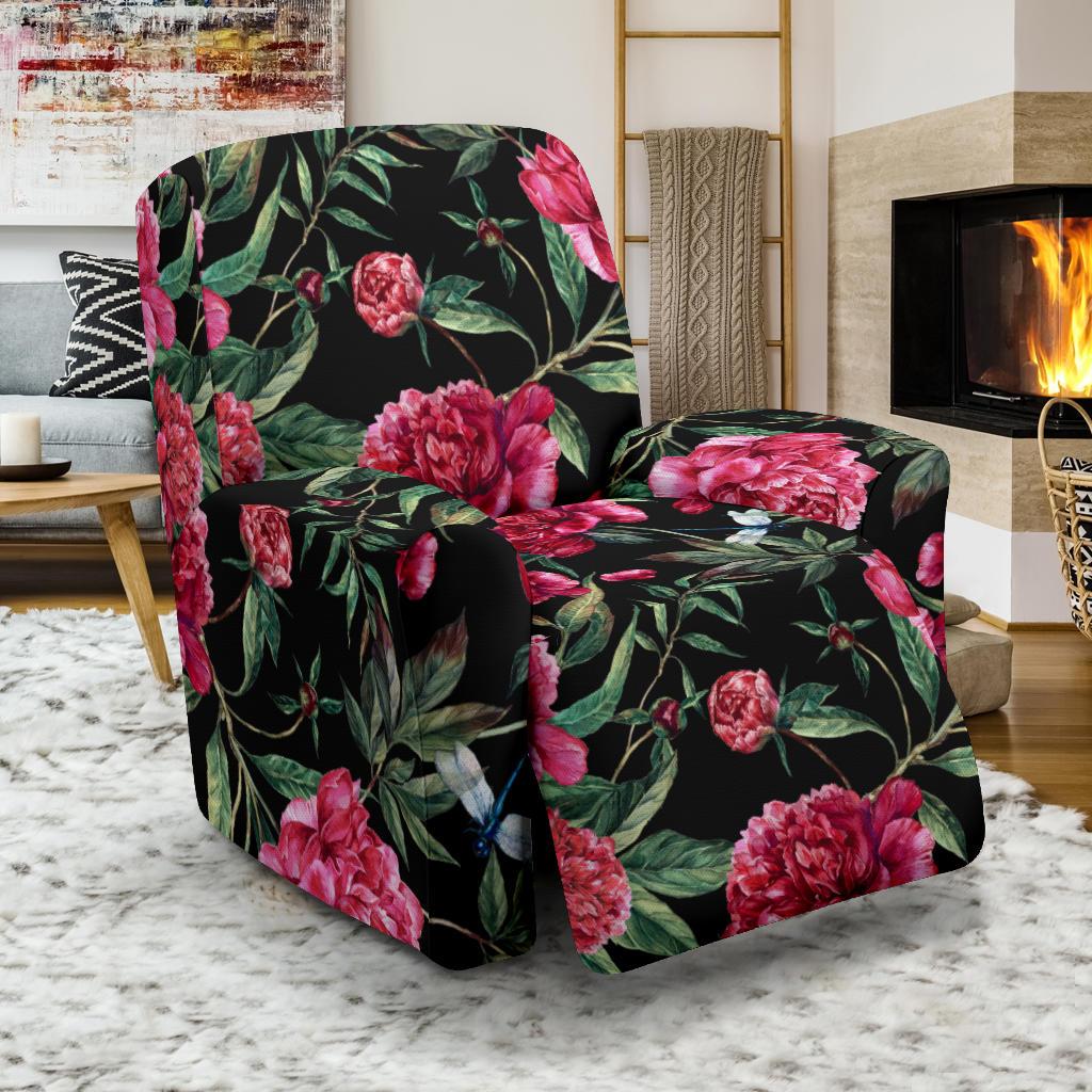 Peony Pattern Print Design PE04 Recliner Slipcover-JORJUNE.COM