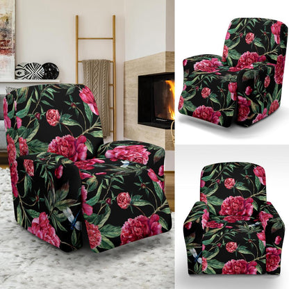 Peony Pattern Print Design PE04 Recliner Slipcover-JORJUNE.COM