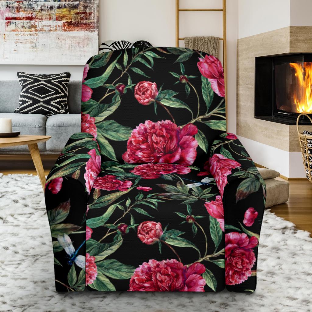Peony Pattern Print Design PE04 Recliner Slipcover-JORJUNE.COM