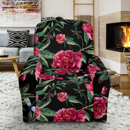 Peony Pattern Print Design PE04 Recliner Slipcover-JORJUNE.COM