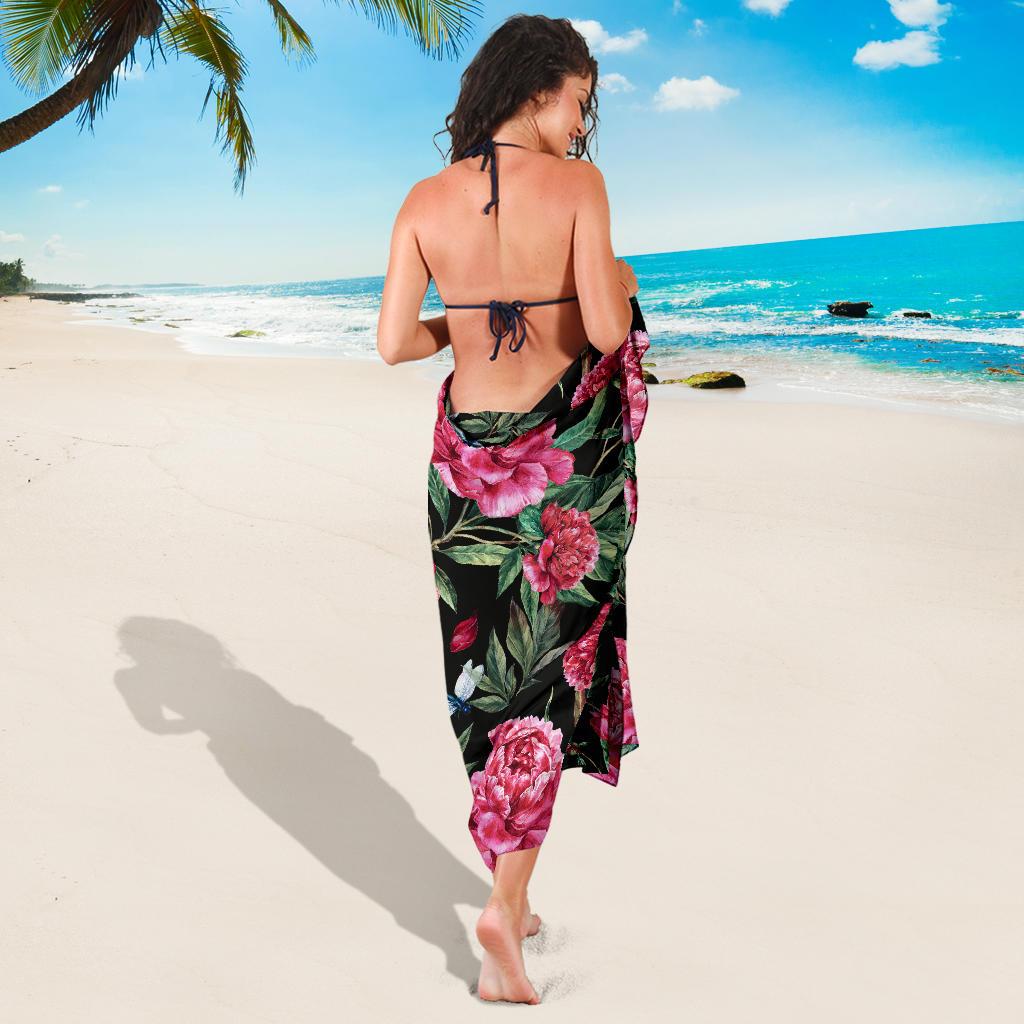 Peony Pattern Print Design PE04 Sarong Pareo Wrap-JORJUNE.COM