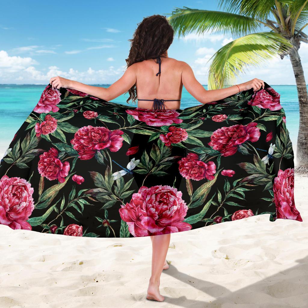 Peony Pattern Print Design PE04 Sarong Pareo Wrap-JORJUNE.COM