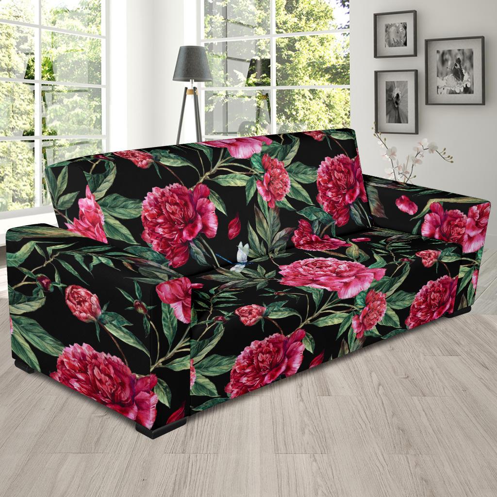 Peony Pattern Print Design PE04 Sofa Slipcover-JORJUNE.COM
