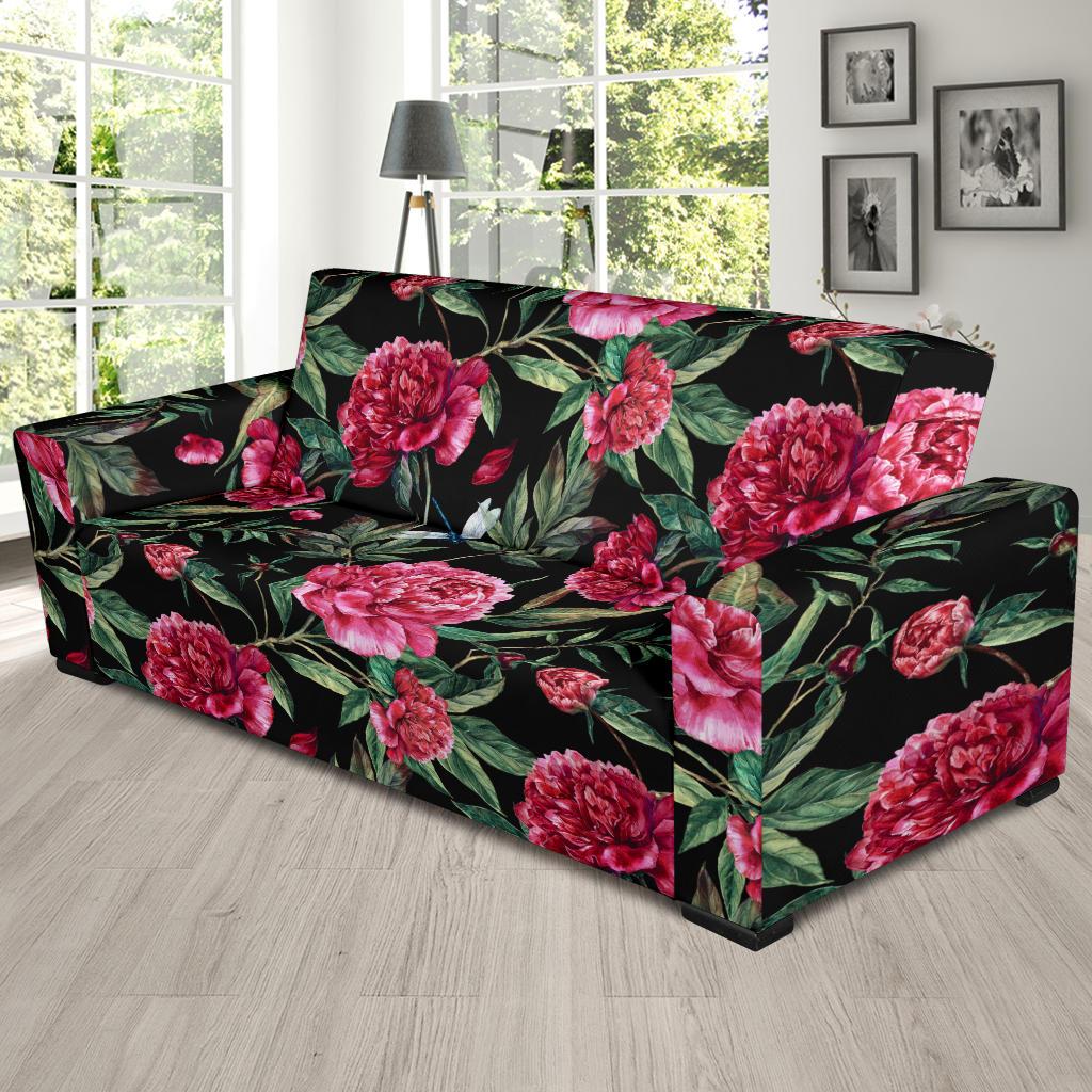 Peony Pattern Print Design PE04 Sofa Slipcover-JORJUNE.COM