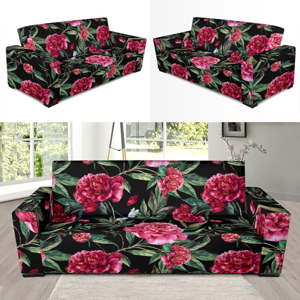 Peony Pattern Print Design PE04 Sofa Slipcover-JORJUNE.COM