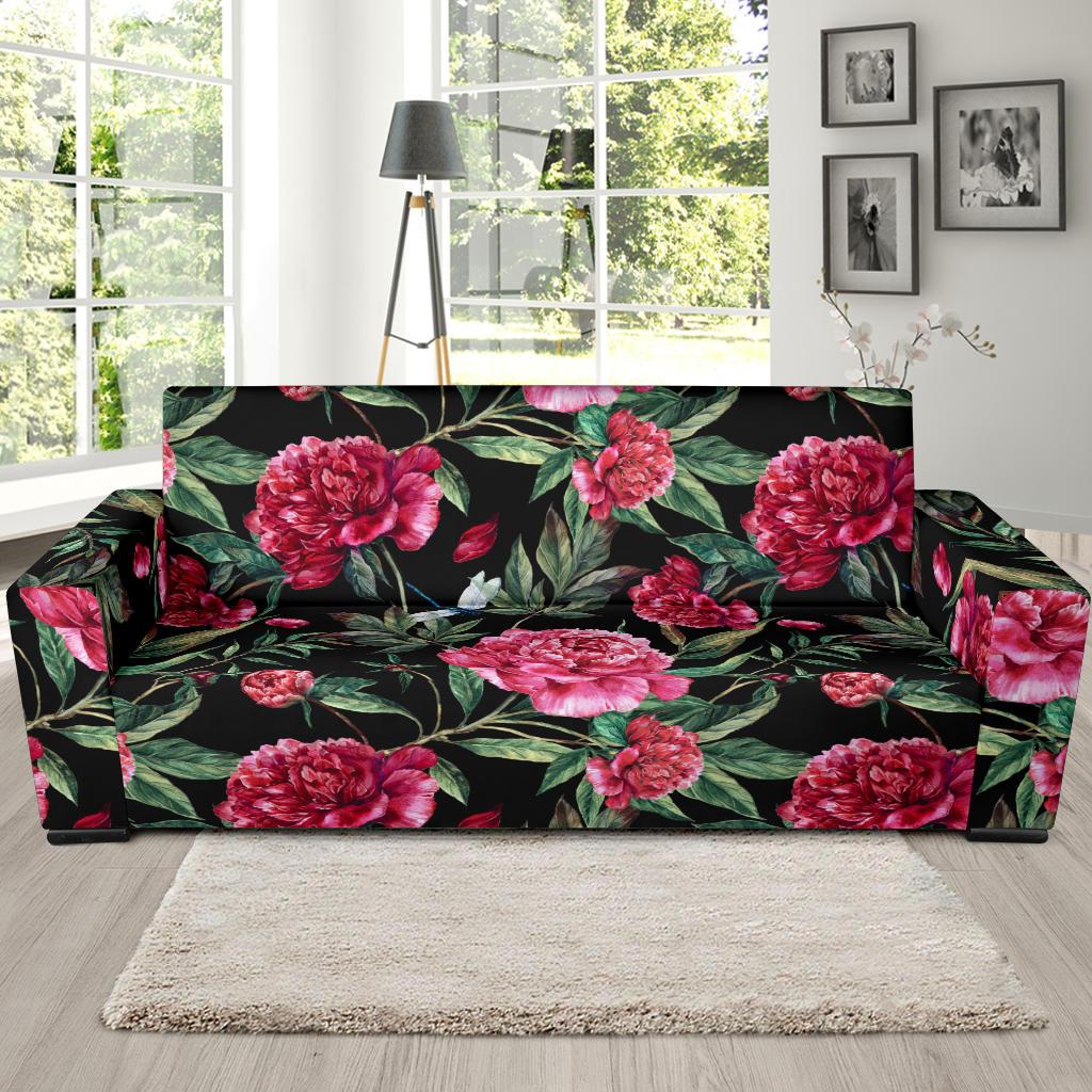 Peony Pattern Print Design PE04 Sofa Slipcover-JORJUNE.COM