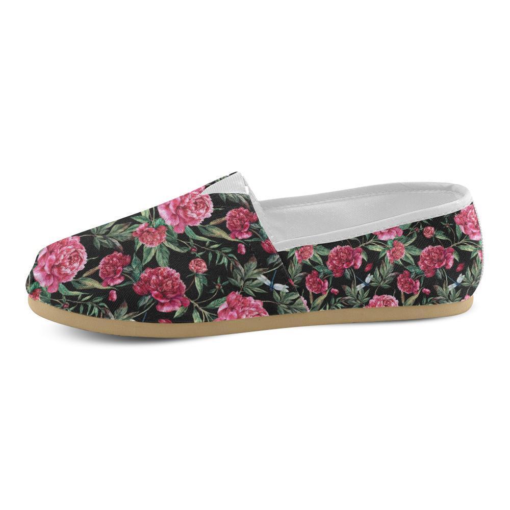Peony Pattern Print Design PE04 Women Casual Shoes-JorJune.com