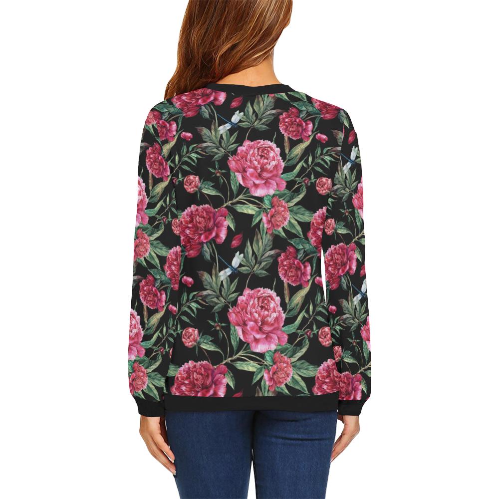 Peony Pattern Print Design PE04 Women Long Sleeve Sweatshirt-JorJune