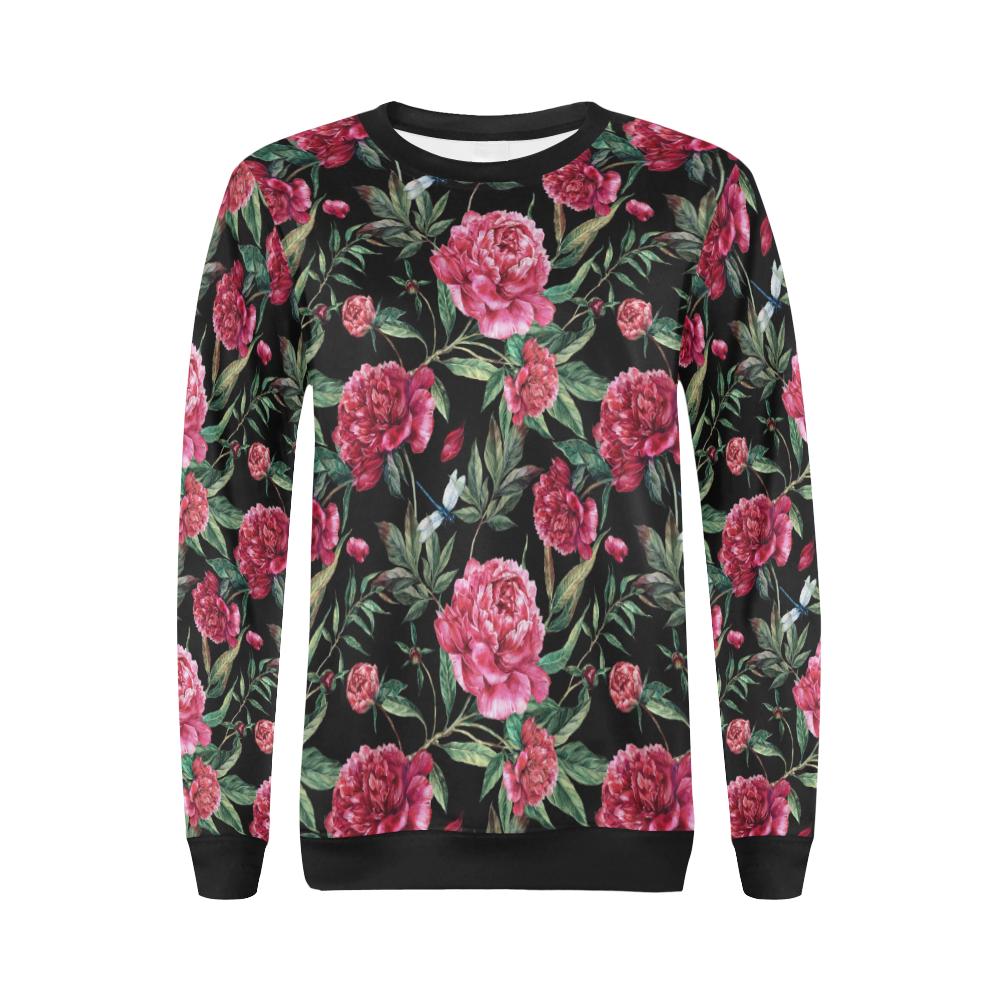 Peony Pattern Print Design PE04 Women Long Sleeve Sweatshirt-JorJune