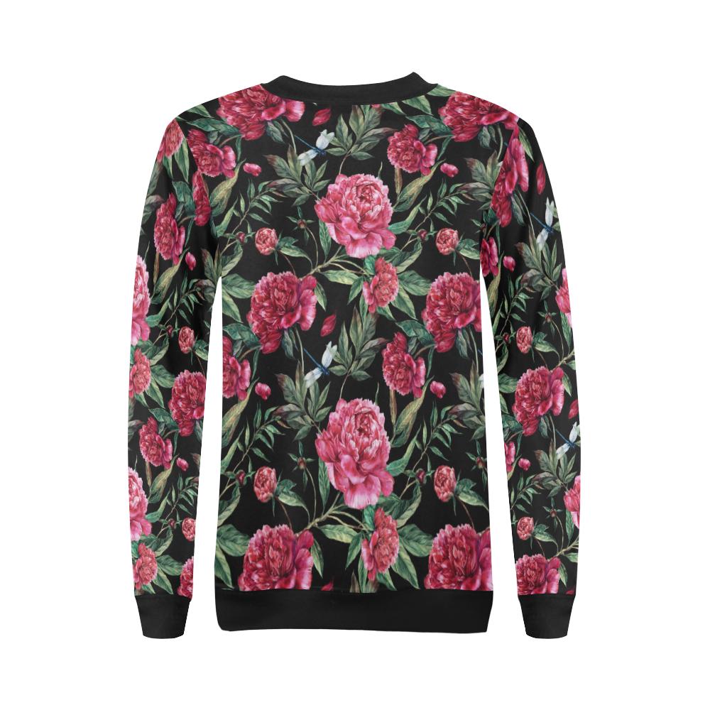 Peony Pattern Print Design PE04 Women Long Sleeve Sweatshirt-JorJune