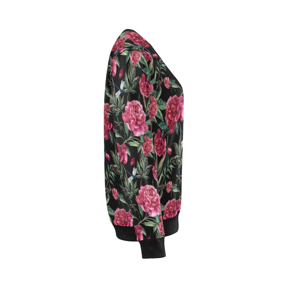 Peony Pattern Print Design PE04 Women Long Sleeve Sweatshirt-JorJune