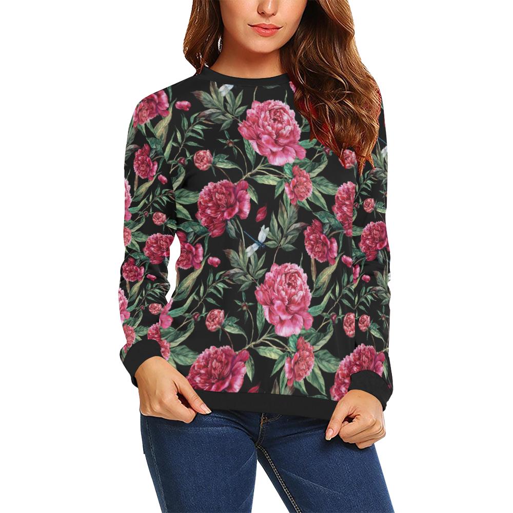 Peony Pattern Print Design PE04 Women Long Sleeve Sweatshirt-JorJune