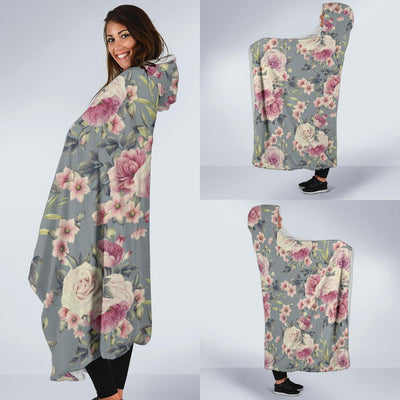 Peony Pattern Print Design PE05 Hooded Blanket-JORJUNE.COM