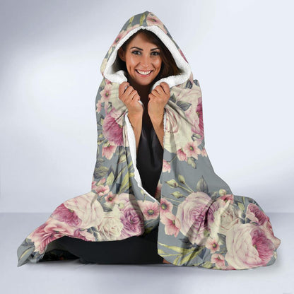 Peony Pattern Print Design PE05 Hooded Blanket-JORJUNE.COM