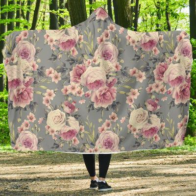 Peony Pattern Print Design PE05 Hooded Blanket-JORJUNE.COM