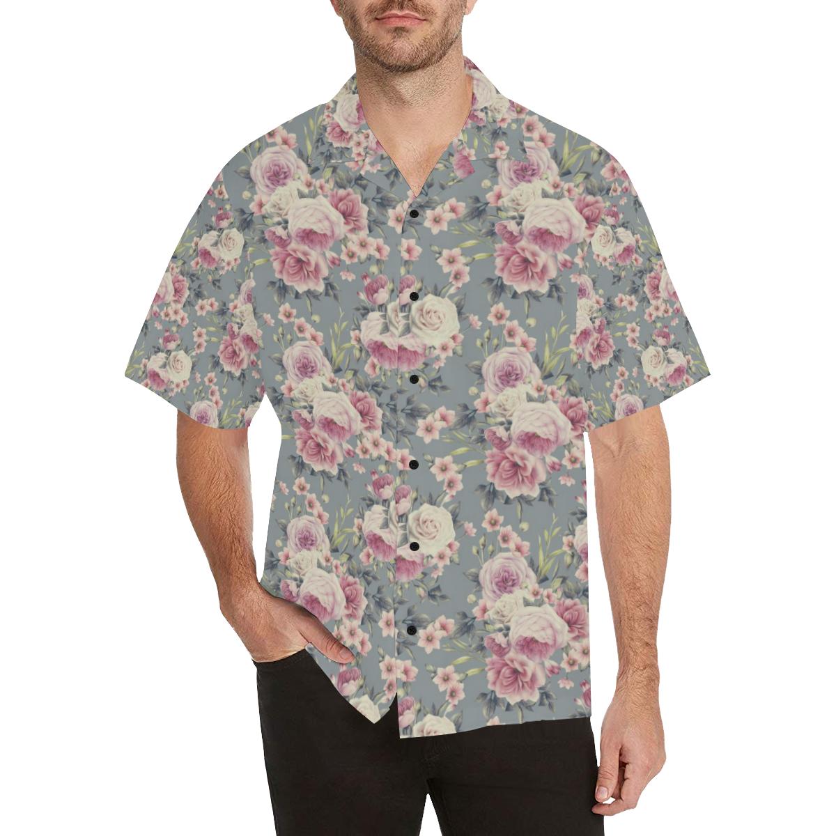 Peony Pattern Print Design PE05 Men Hawaiian Shirt-JorJune