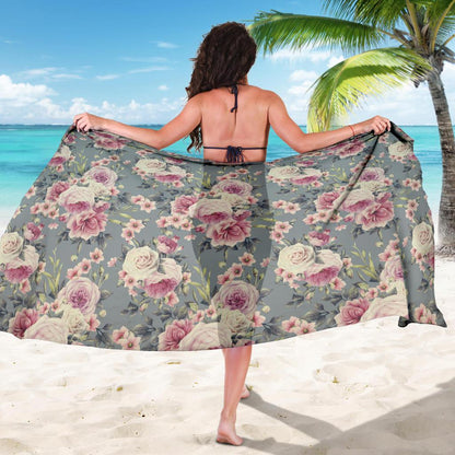 Peony Pattern Print Design PE05 Sarong Pareo Wrap-JORJUNE.COM