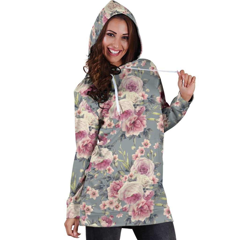 Peony Pattern Print Design PE05 Women Hoodie Dress