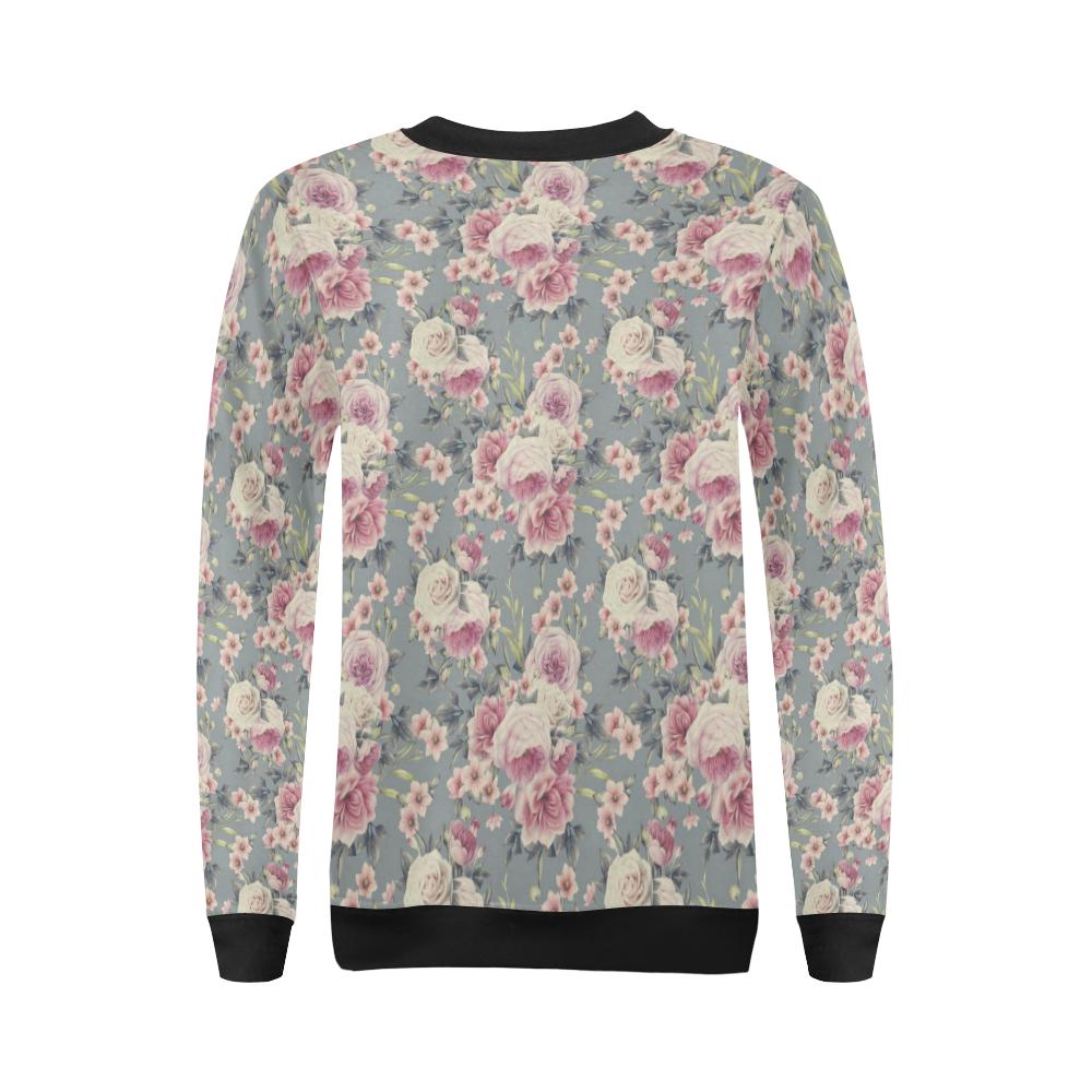 Peony Pattern Print Design PE05 Women Long Sleeve Sweatshirt-JorJune