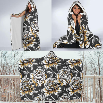 Peony Pattern Print Design PE06 Hooded Blanket-JORJUNE.COM
