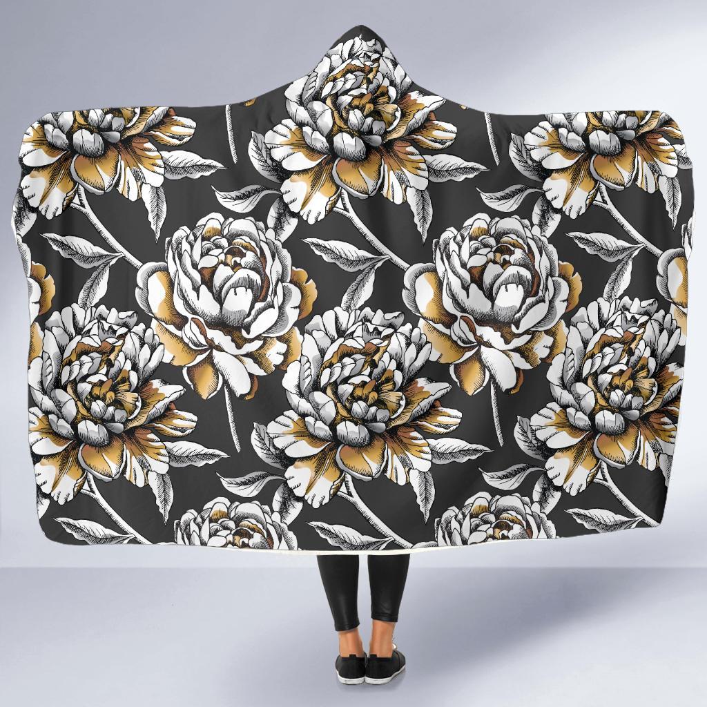 Peony Pattern Print Design PE06 Hooded Blanket-JORJUNE.COM