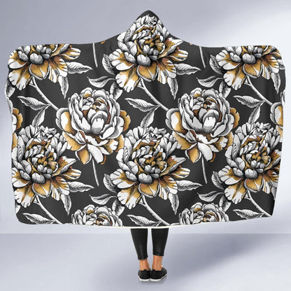 Peony Pattern Print Design PE06 Hooded Blanket-JORJUNE.COM