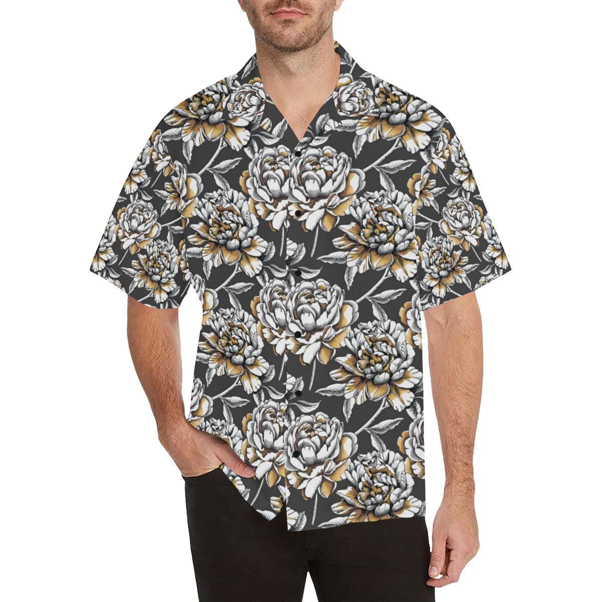 Peony Pattern Print Design PE06 Men Hawaiian Shirt-JorJune