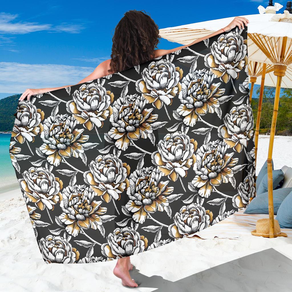 Peony Pattern Print Design PE06 Sarong Pareo Wrap-JORJUNE.COM