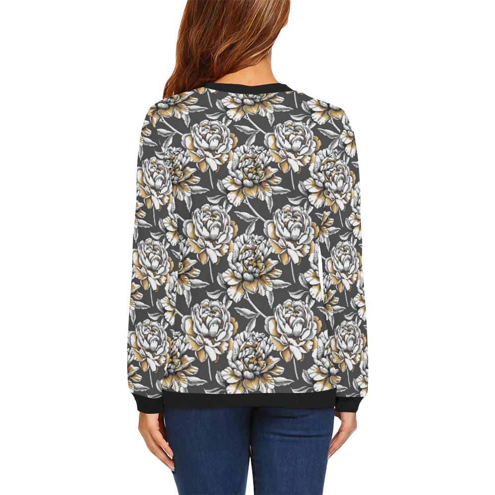 Peony Pattern Print Design PE06 Women Long Sleeve Sweatshirt-JorJune