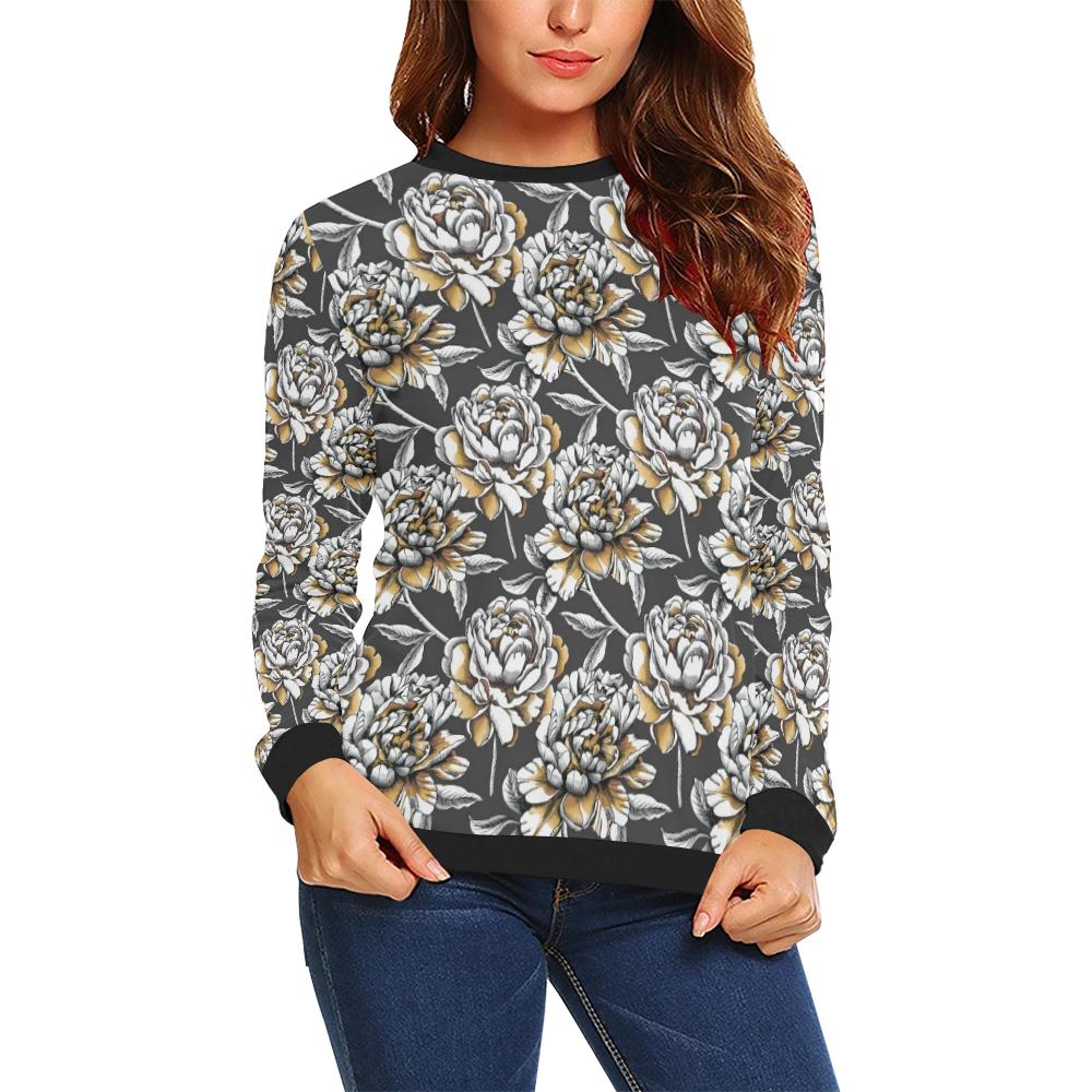 Peony Pattern Print Design PE06 Women Long Sleeve Sweatshirt-JorJune