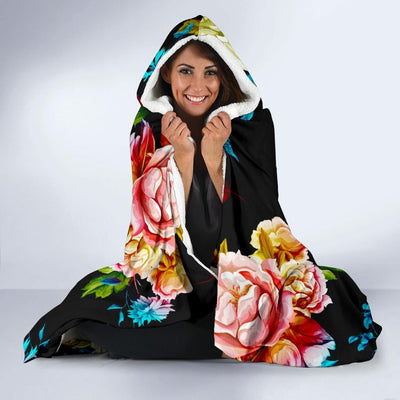 Peony Pattern Print Design PE07 Hooded Blanket-JORJUNE.COM