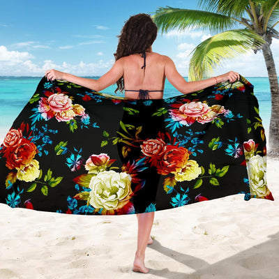 Peony Pattern Print Design PE07 Sarong Pareo Wrap-JORJUNE.COM