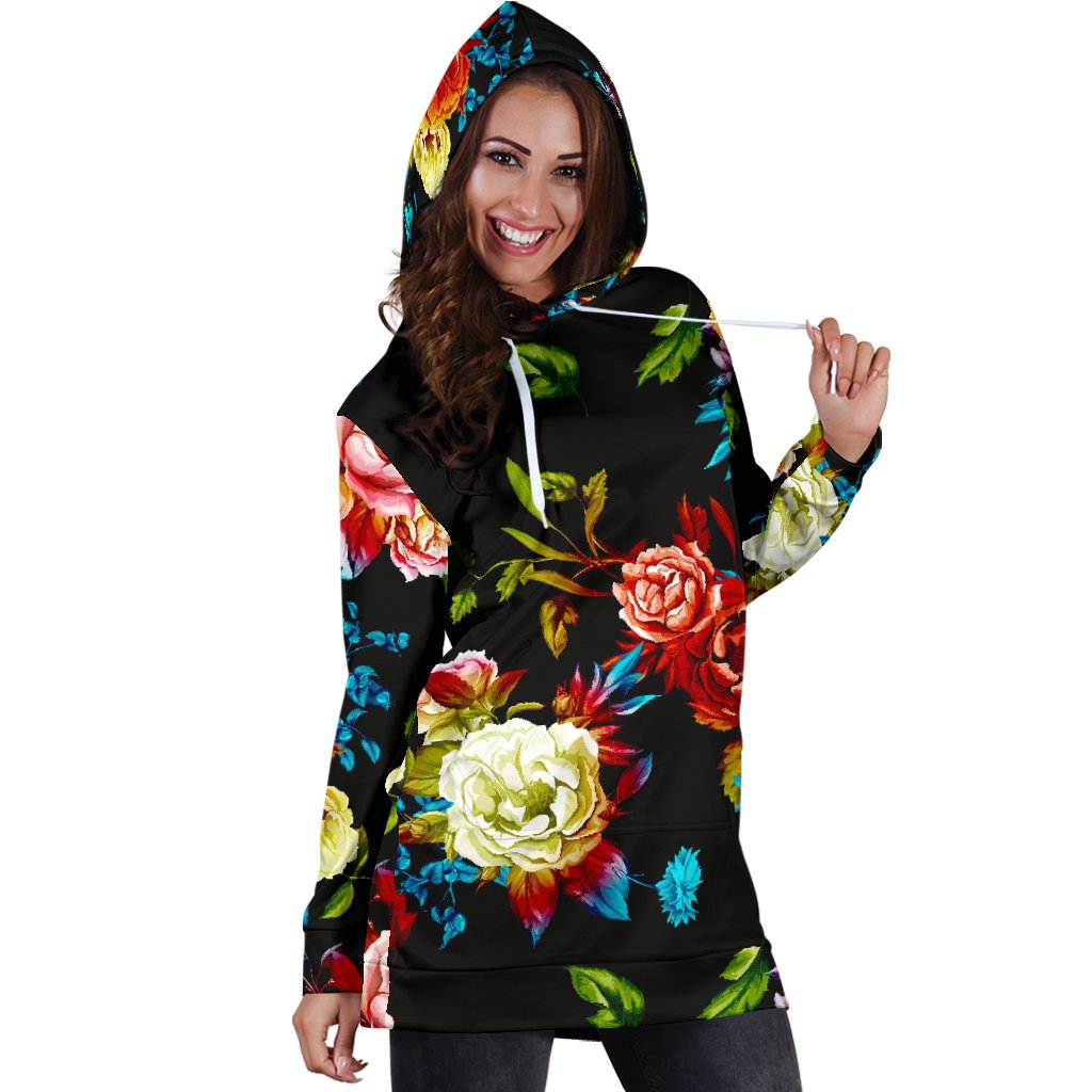 Peony Pattern Print Design PE07 Women Hoodie Dress