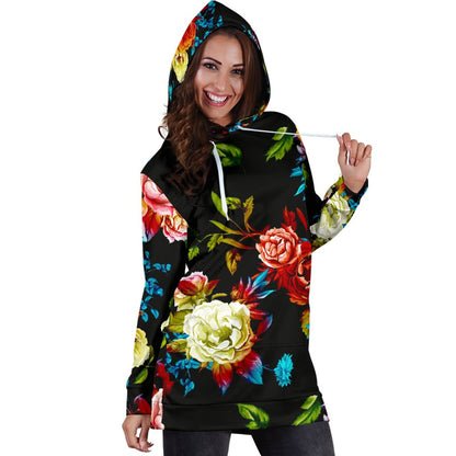 Peony Pattern Print Design PE07 Women Hoodie Dress