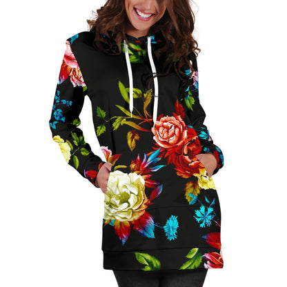 Peony Pattern Print Design PE07 Women Hoodie Dress