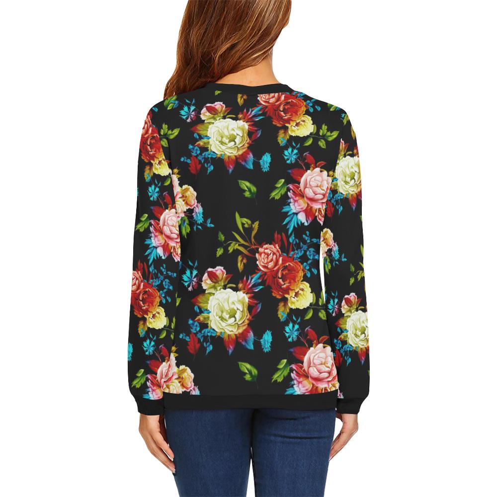 Peony Pattern Print Design PE07 Women Long Sleeve Sweatshirt-JorJune