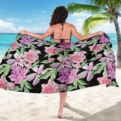 Peony Pattern Print Design PE08 Sarong Pareo Wrap-JORJUNE.COM