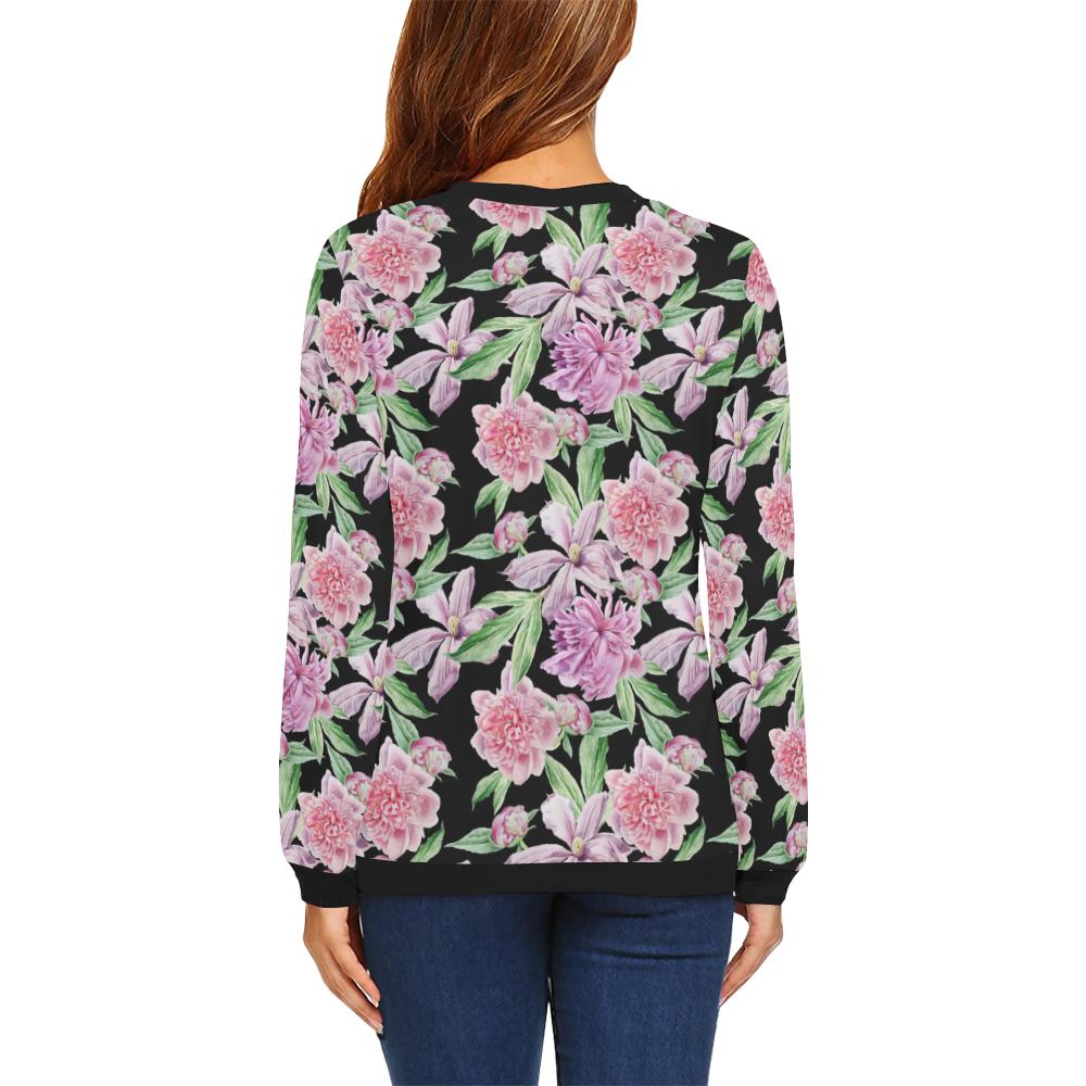 Peony Pattern Print Design PE08 Women Long Sleeve Sweatshirt-JorJune