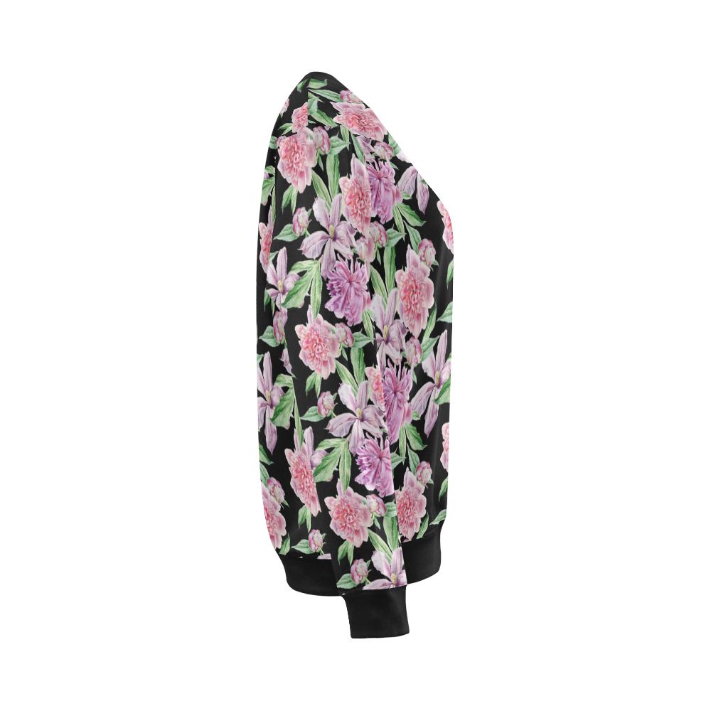 Peony Pattern Print Design PE08 Women Long Sleeve Sweatshirt-JorJune