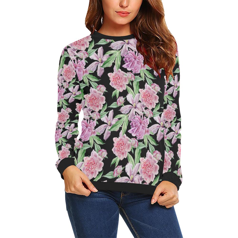 Peony Pattern Print Design PE08 Women Long Sleeve Sweatshirt-JorJune