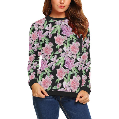 Peony Pattern Print Design PE08 Women Long Sleeve Sweatshirt-JorJune